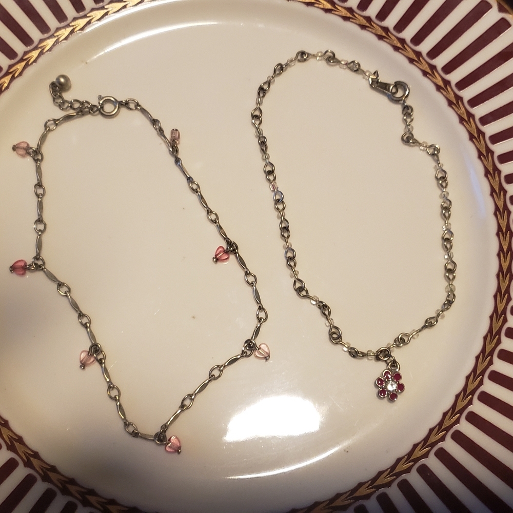 Pair of pink anklets
